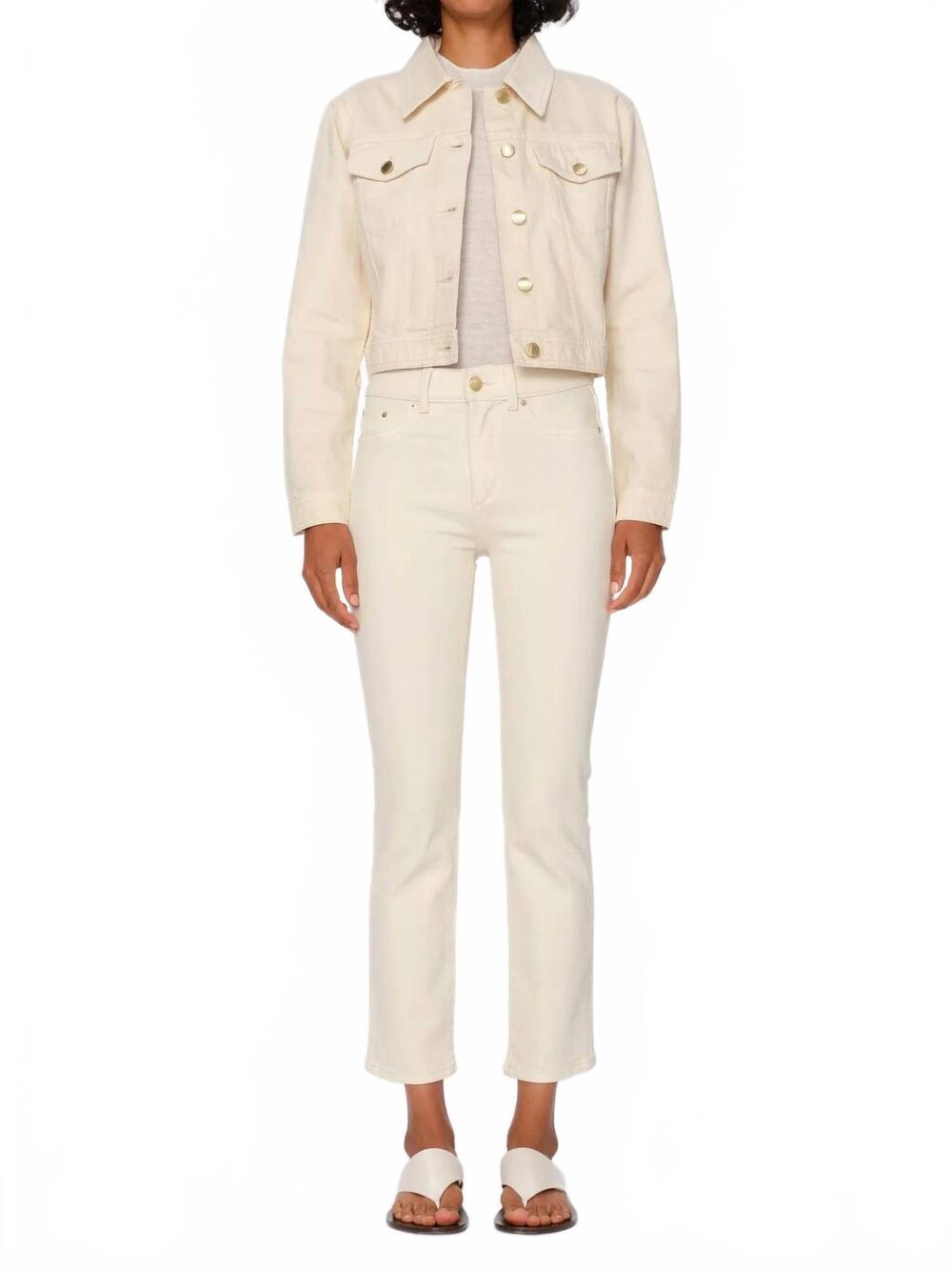 NEW DL1961 - WOMEN'S mara straight mid rise instasculpt ankle jeans in ecru